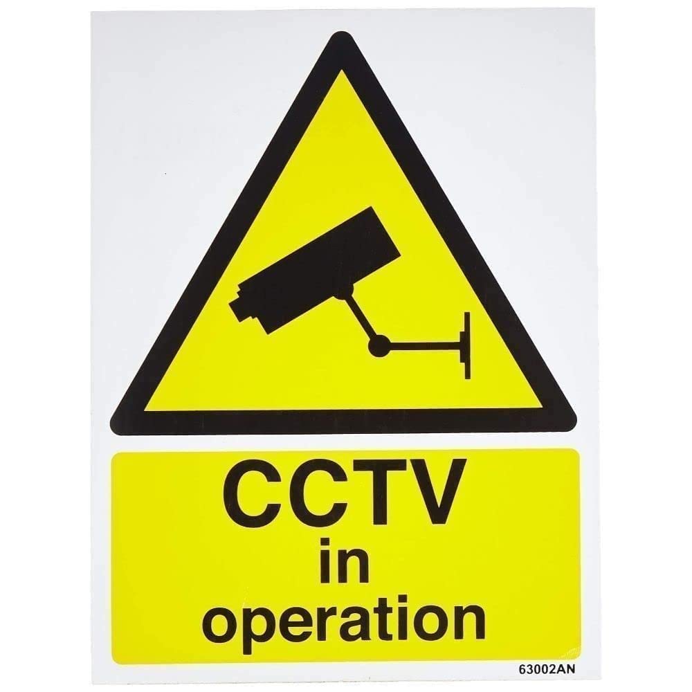 V Safety Warning Cctv In Operation Sign - Portrait - 150mm X 200mm - Self Adhesive Vinyl