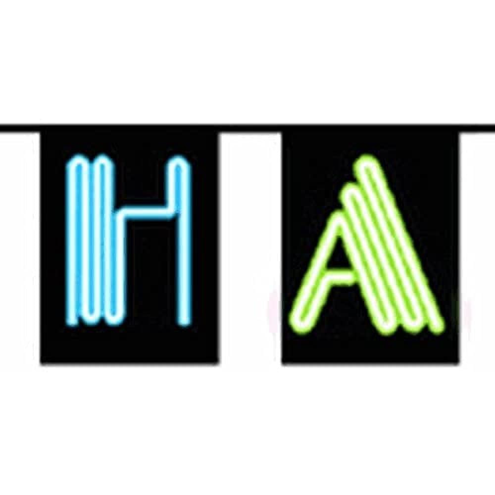 AZ FLAG Happy New Year (Neon) Bunting 16 ft 14 flags Light Polyester