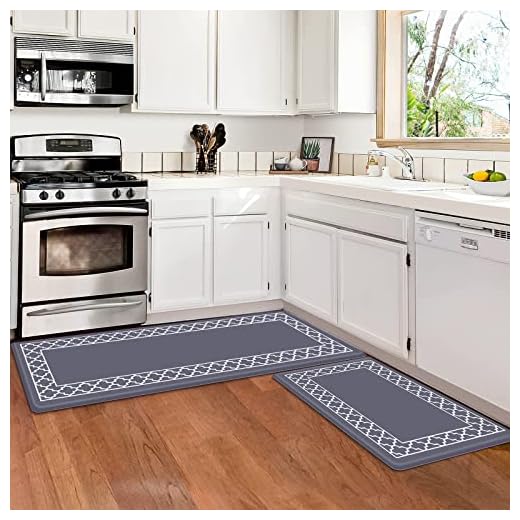 LuxStep Kitchen Mat Set of 2 Anti Fatigue Mat, Non Slip Kitchen Rugs and Mats Waterproof Memory Foam Kitchen Rug, Standing Desk Mat Floor Mats for House,Sink,Office,Kitchen (Grey)