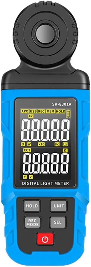 Digital UV Spectrometer and Light Meter with 999 Count Memory, 0.1-300000 Lx Range, Color Temperature & CRI Testing for Laboratories, Classrooms, Studios SK-8301A