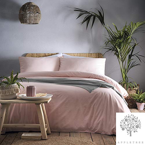 Appletree Cassia - Juego de Funda de edredón (180 Hilos, 100% algodón, percal), Color Coral