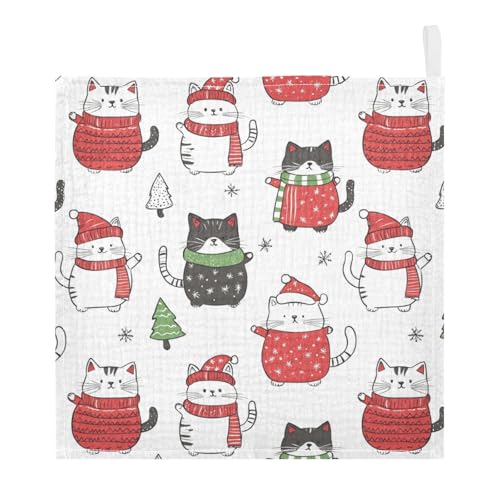 vvfelixl Cute Cartoon Fat Cats Baby Burp Cloths Baby Muslin Washcloths for Boys Girls Cotton Babys Face Towel for Newborn Infants Soft and Absorbent 11.8 X 11.8 in, 5 Pack