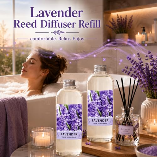 Image of STRN Lavender Reed Diffuser Refill 1000ml with Stick Summer Scent for Home