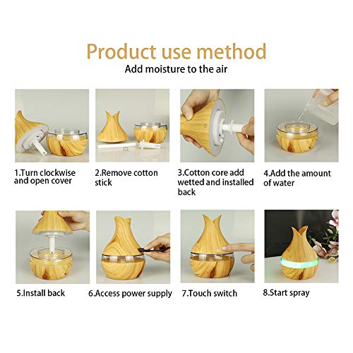 Btuty Umidificador de ar 300 ml USB Difusor de Ar Máquina de Aromaterapia com Óleo Essencial com Luz