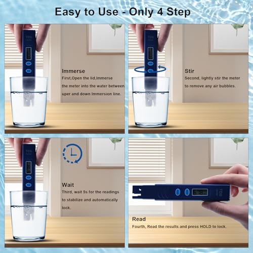 tds meter digital water testertds water testerwater tester for drinking water with 0-9990 ppm - reliable and accurate - use for homeaquariumspoolshand heldblue1pack