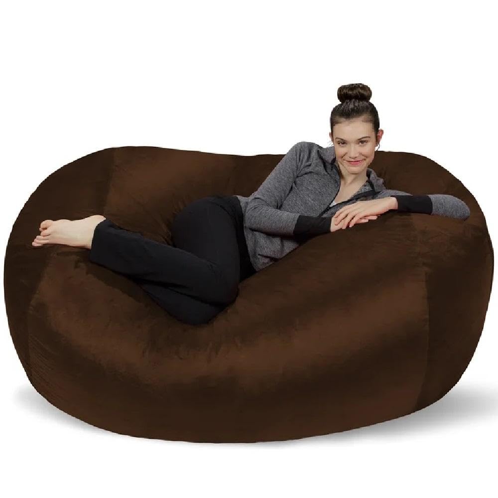 Large Bean Bag Chair Lounger Sofa for Adult Kids & Teen with Super Soft Plush Fluffy Seat | Pretty Chocolate Brown Color All Seasons | Lightweight Stuffed Flexible Durable | Supportive & Comfy