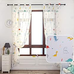 Cortinas Habitacion Bebe Dalina Textil - Cortinas Infantiles Niño Dos Paneles de 140x260cm- Cortinas Juveniles Animales para Habitación Sala de Estar un Panel Patrón de Dinosaurio