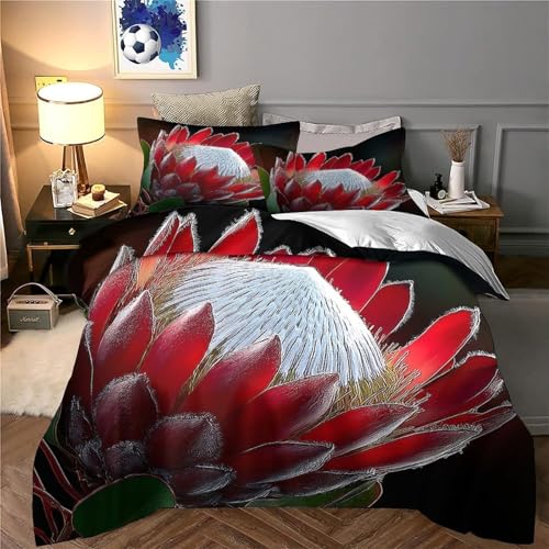 Parure de lit protea rouge 140x200 avec housse de couette single - 6