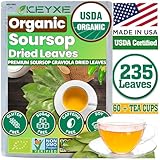 USDA Organic Soursop Graviola Dried Leaves Tea, Non-GMO Verified , 235-260 Whole Soursop Leaves, Wildcrafted, Graviola Tea, Guanabana Tea, Hoja Guanabana, Soursop Loose Leaf Herbal Tea, Hojas de Guanabana, te de graviola ,No Gluten, Vegan