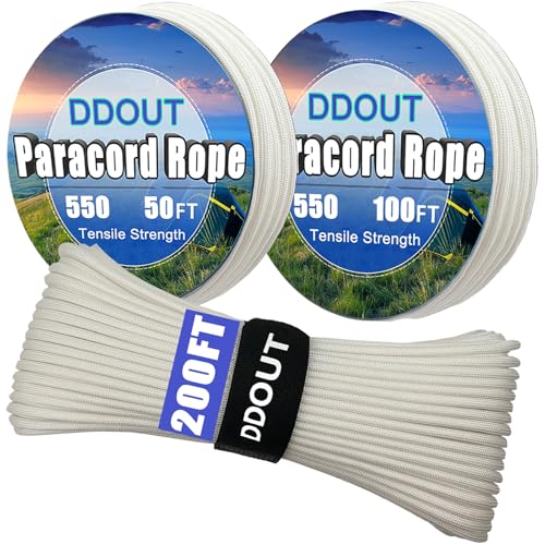 Paracord Nylon Rope with 7-Strand Core, 10 Colors and 50/100/200 ft, Type III Parachute Cord 4mm for Camping, Survival, Hiking, DIY, Crafting, Outdoor Utility Rope