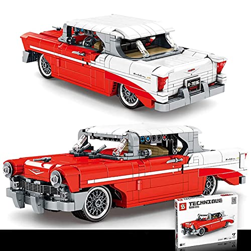 FYHCY Technic Classic Cars Bausatz, Retro-Autospielzeug zum Zurückziehen, Sammlerautomodell, Bausteine kompatibel mit… – Bild 6