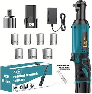 Wireless electric ratchet wrench set,rechargeable lithium battery, car repair screw and nut disassembly, electric operation mode (Battery *1+ multiple accessories)