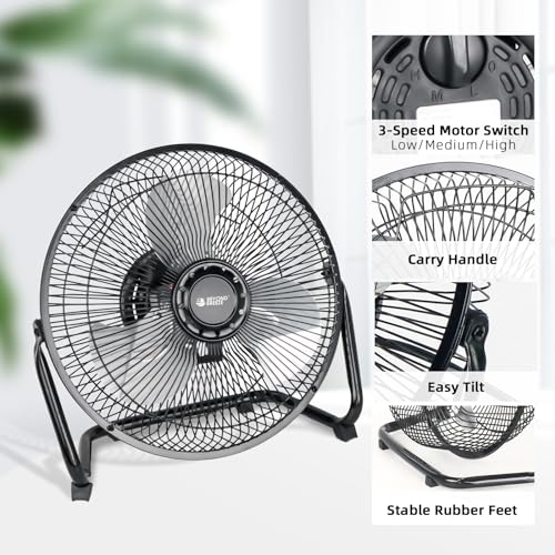 image for BEYOND BREEZE 9 inch Floor Fan, 3-Speed Heavy Duty Small All Metal Cra