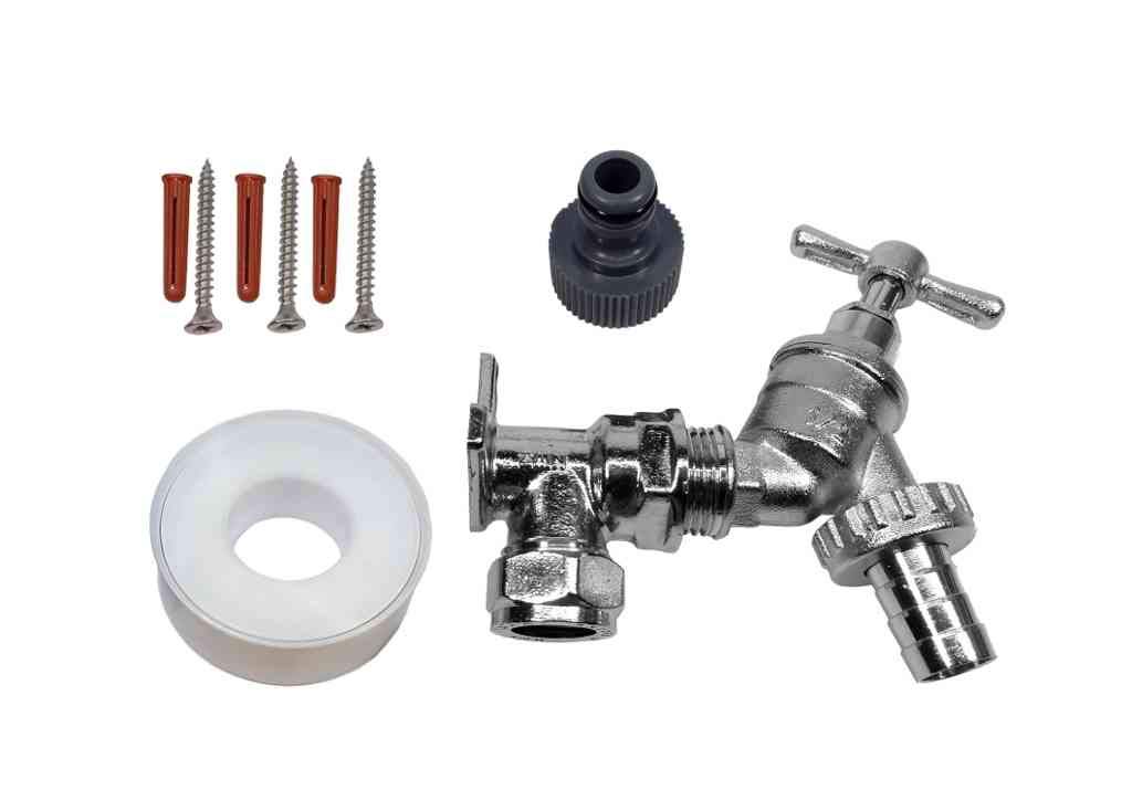 Spes Chrome Outside Tap Kit With Wall Plate Elbow