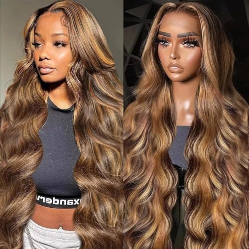 Honey Blonde Ombre Highlight 13x6 Lace Front Wigs Human Hair