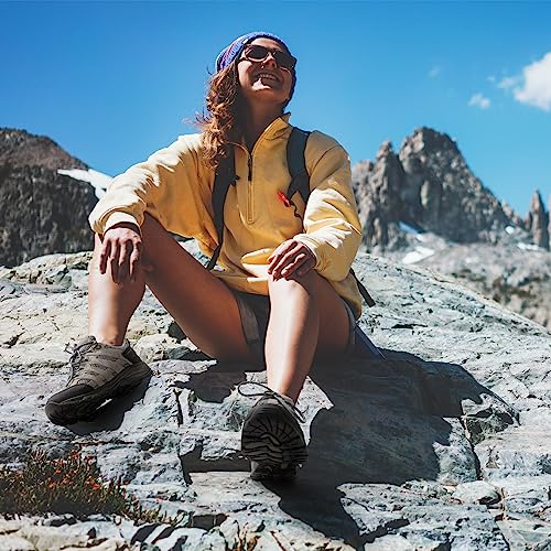 NORTIV 8 Women's Hiking Shoes Lightweight Breathable Mesh Walking Sneakers Outdoor Work Shoes Wander,Size 12,Grey/Light Blue,SNHS222W