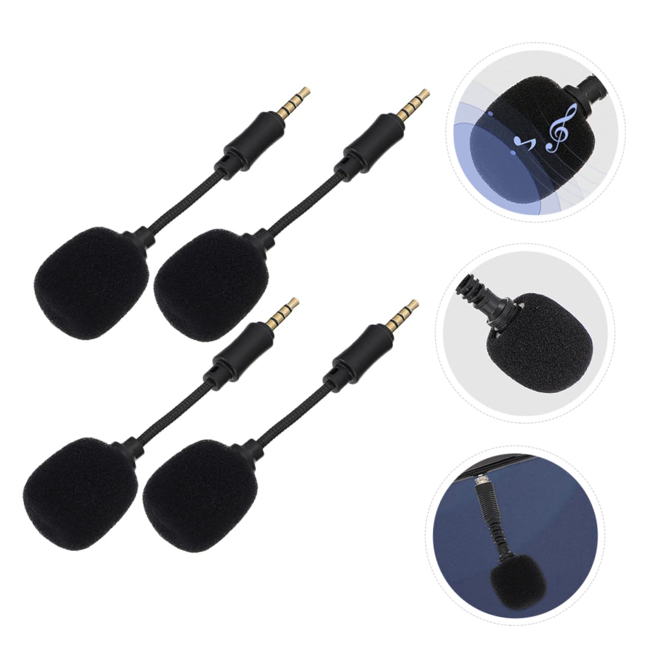 Garneck 4Pcs Noise Reduction Microphone for Recording Portable Mic for Live Streaming Plug and Play for Phones and Computers for Voice Recording and Conferences