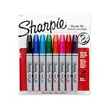 SHARPIE Brush Tip Permanent Markers, 8 Colored Markers (1810703)