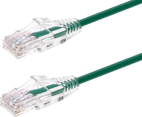 Monoprice Cable de conexión Ethernet Cat6, sin enganches, trenzado, 550 MHz, UTP, clasificación CMR, 28 AWG, 3 pies, verde - Serie SlimRun