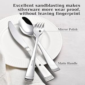 Kingstone silverware set 20 piece flatware set for 4 premium stainless steel cutlery set with bead edge matte finished kitchen utensil set for home party wedding  urban country home decor