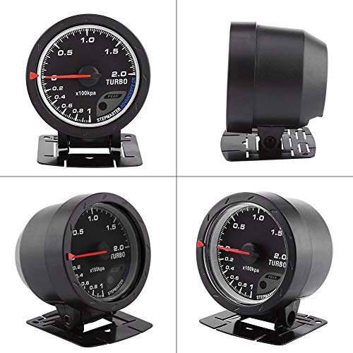 Keenso 60mm LED Turbo Boost Presse À Vide Jauge Compteur Noir Shell Universel pour Voiture De Course Auto 0 200 Kpa-Manometre Pression