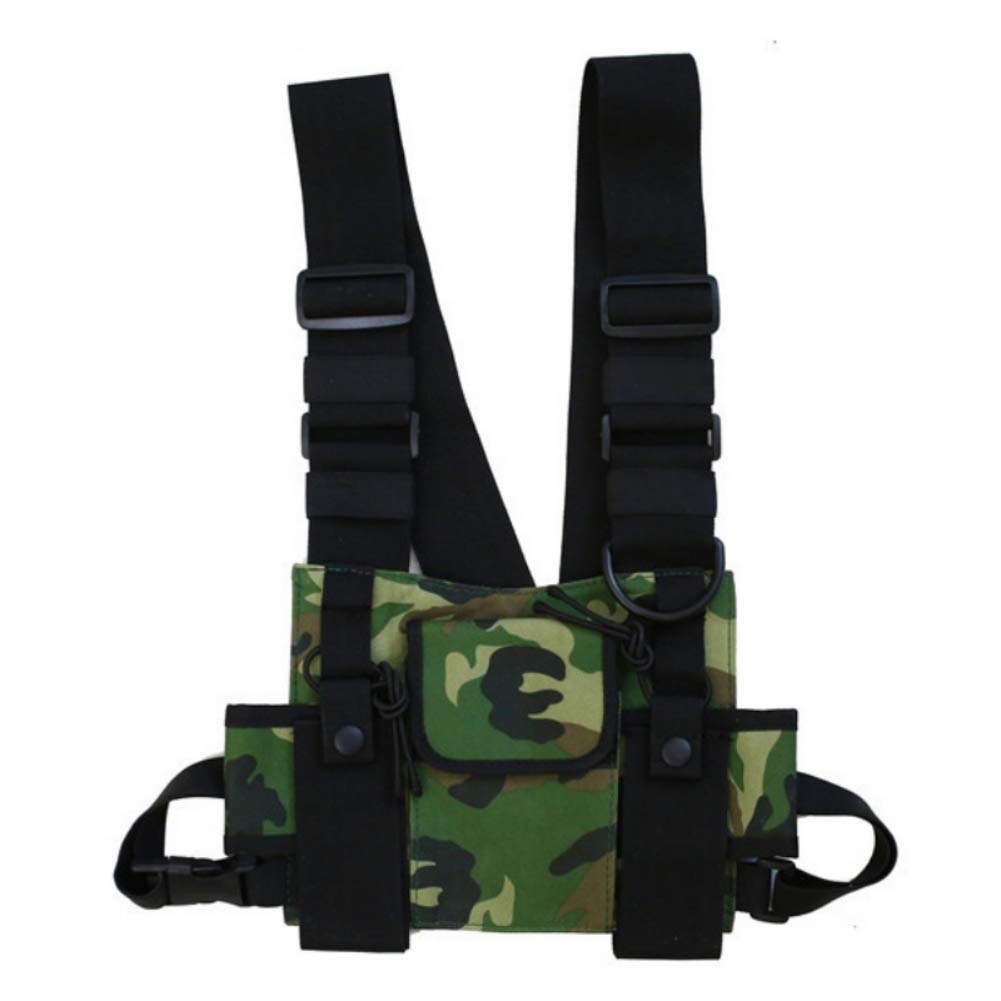 Tactical Tool Vest CZDLDNXS Men Women Chest Rig Bag Multi-Pocket Vest Hip Hop Chest Pack Functional Tactical Harness for Men (Camouflage)