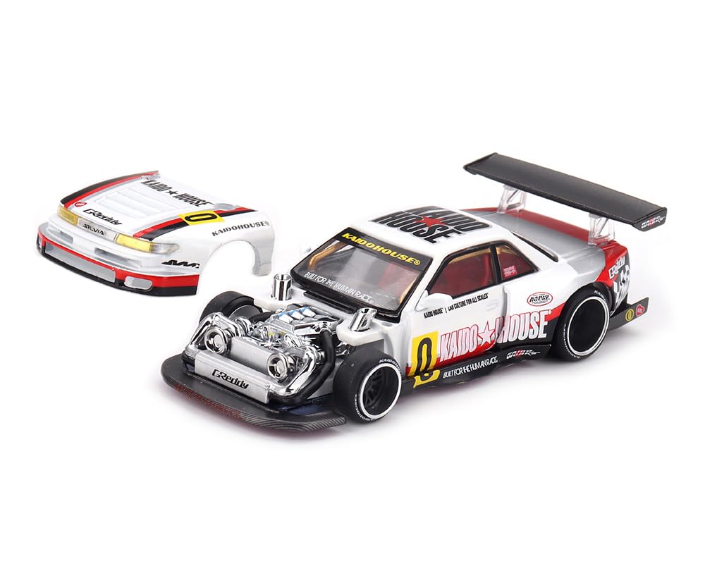 MINI GT Silvia S13-R Circuit Spec V1 RHD (Right Hand Drive) White with Graphics (Designed by Jun Imai) Kaido House Special 1/64 Diecast Model Car KHMG251