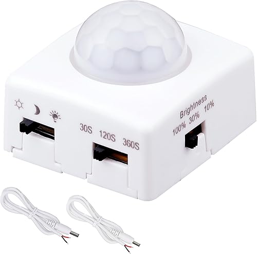 Miniatura 1 de Interruptor de sensor activado por movimiento humano PIR regulable de 5 V, 12 V, 24 V, 3 modos de iluminación, 3 modos de apagado, 3 modos de brillo