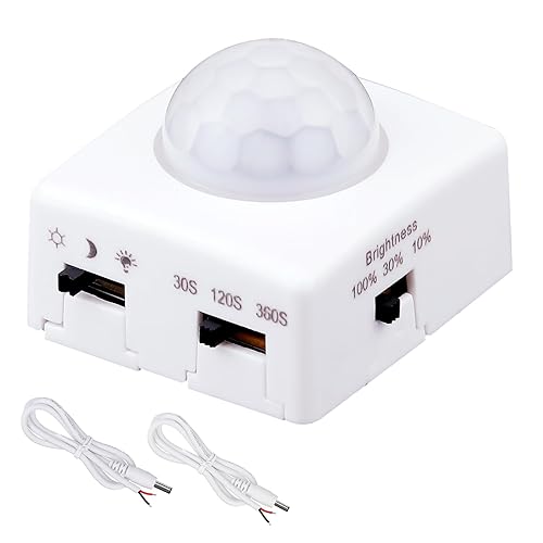 Interruptor de sensor activado por movimiento humano PIR regulable de 5 V, 12 V, 24 V, 3 modos de iluminación, 3 modos de apagado, 3 modos de brillo