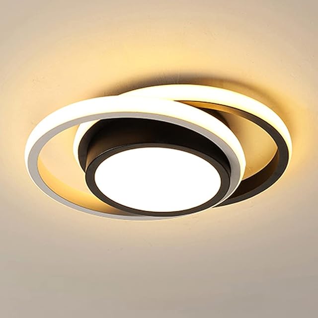 Ceiling Light LED Round Shape Modern Creative Personality White Black Small Size Ceiling Lamp for Aisle Corridor Kitchen Living Room Warm Light Cool White Light 19W (Warm Light)