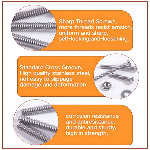 Zmbroll 4-40 FLAT HEAD SCREWS 260 Machine Screws 4#-40 Phillips Cross Screw 260Pcs 304 Stainless Steel Phillips Flat Head Machine Screws Nuts Full Thread Countersunk Fasteners Bolts Assortment Kit thumb #3
