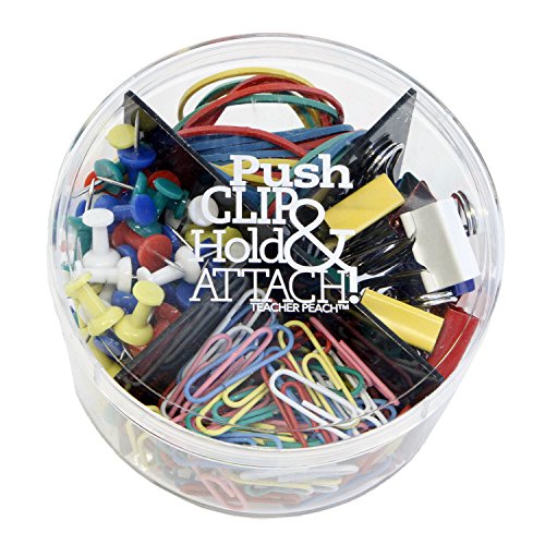 Teacher Peach Desk Organizer for Office Supplies - Portable Container with Paper Clips, Push Pins, Binder Clips, and Rubber Bands - Best as Office Gift Idea for Women or Men