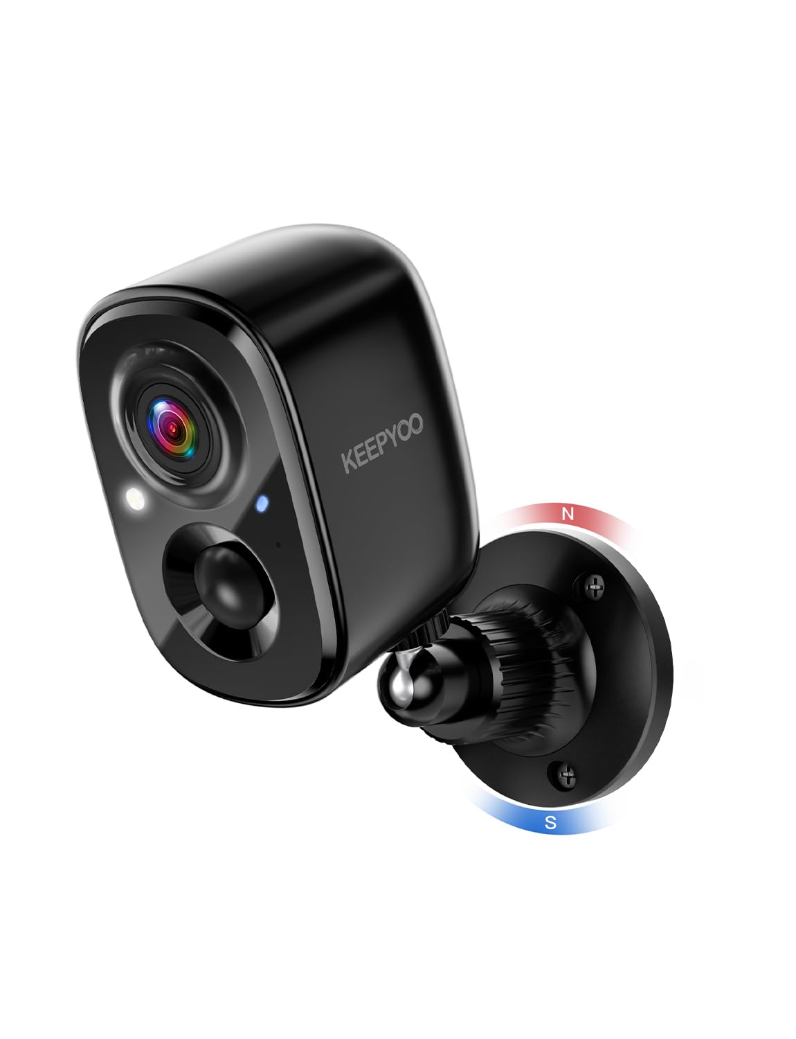 KEEPYOO 2.5K Wireless Security Camera: Outdoor/Indoor, WiFi Battery Powered, Motion Detection, Color Night Vision, 2-Way Talk, Waterproof (Black-1Pack