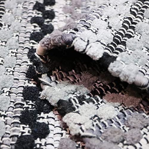 Image of THE HOME TALK Handmade Polyester Cotton Mat| Water-Absorbent | Carpets for Bathroom, Entrance Door, Kitchen, Entry Gate, Living Room | Machine Washable | Anti-Skid | 27 x 45 Inch | Grey