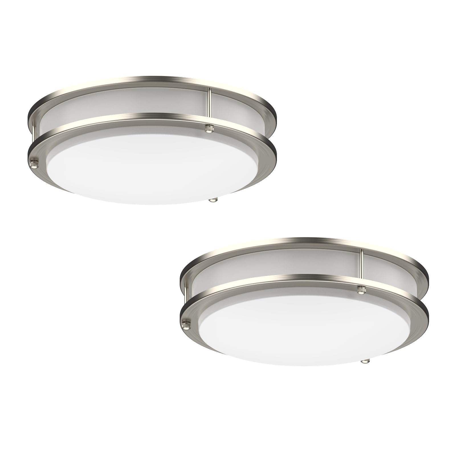 DYMOND 10 Inch LED Ceiling Light Flush Mount 4000K Natural Daylight Dimmable Surface Mount Brushed Nickel Light Fixture for Kitchen, Hallway, Bathroom, Bedroom (2 Pack)