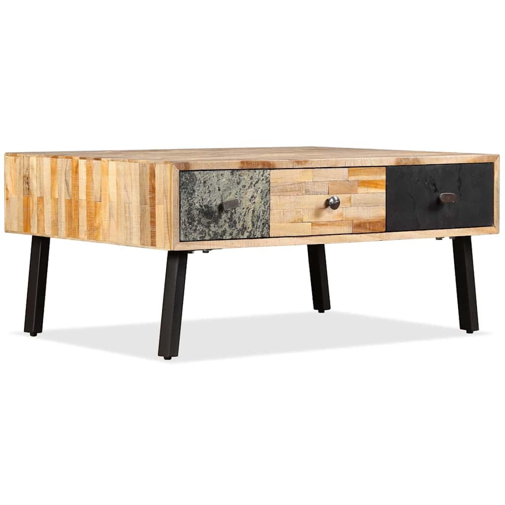 Tavolino da salotto in legno massello teak, 90 x 65 x 40 cm