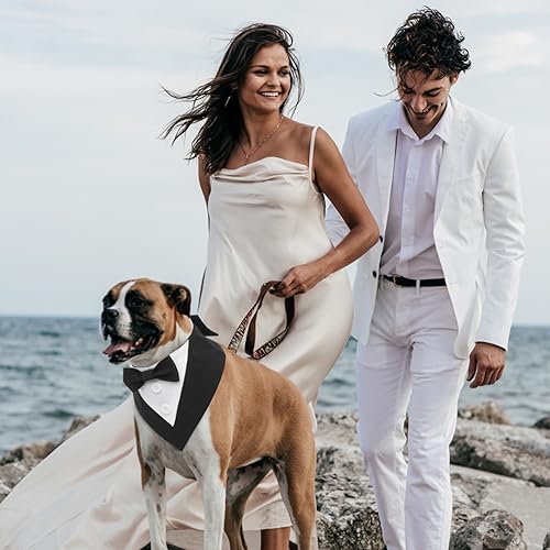 MHaustlie Hunde Smoking Bandana,Kopftücher für Hunde,Haustier Dreieck Schal,Formale Hochzeit Party Hundehalstuch,Verstellbar Krawatte Haustier Anzug Fliege Bandana für Hochzeit Geburtstag(XS,Schwarz)