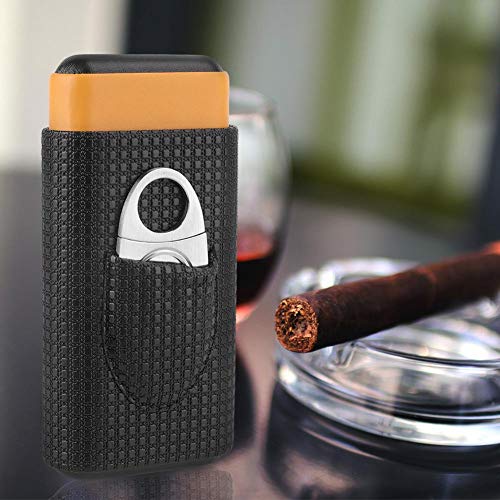 Sigarenkist, draagbare cederhout 3-buis sigarenkoker voor reizen Humidor met sigarenknipper Krokodil GrainCedar… - Image 5