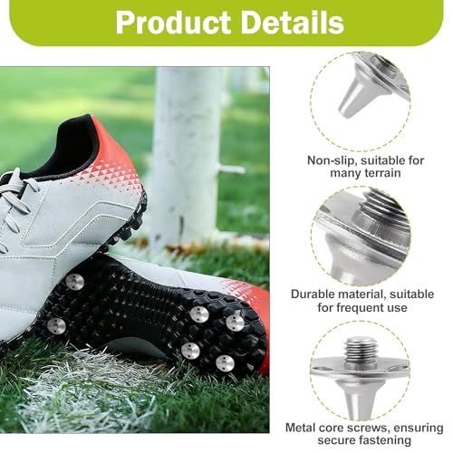 22Pcs Silver Shoe Cleats with Spanner, Screw-In Golf Shoe Spikes Set, Replacement Golf Spikes and Metal Studs Compatible with Football Boots, Rugby Footwear and Running Spikes Styles - Image 6