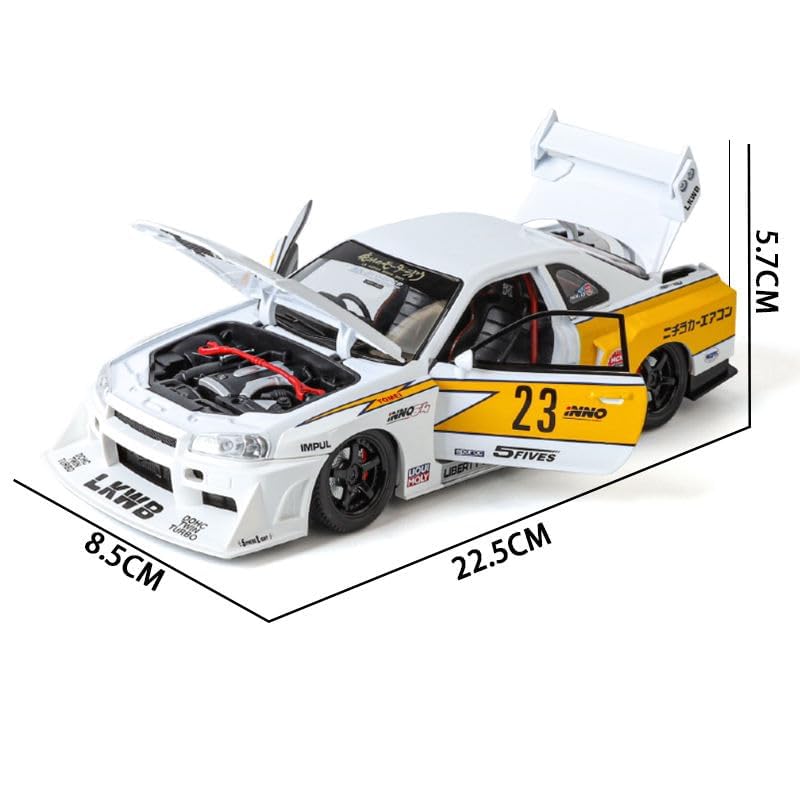 Image of 1:24 Nissan GTR Skyline S15 Diecast Metal Pull Back Car with 4 Openable Doors with Sound and Light Toy Decoration car Best Gift Toys for Kids 【Colors as Per Stock】