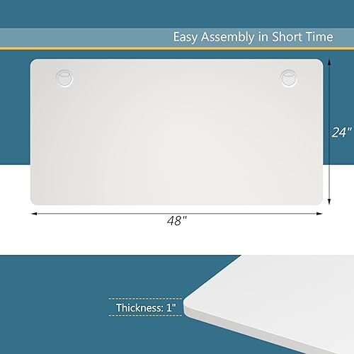 Miniatura 3 de Tangkula Mesa universal de madera, escritorio sólido de una sola pieza de 48 x 24 pulgadas para marco de escritorio estándar y sentado a pie,