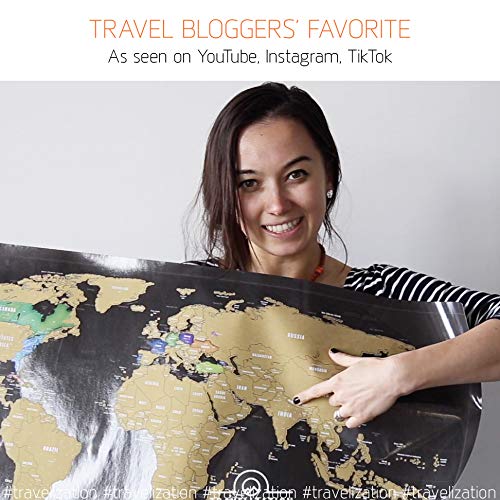 Travelization TMAP01 Xl Scratch Off Map Of The World With Flags - 36 X 24 Easy To Frame Scratch Off World Map Wall Art Poster thumb #5