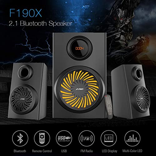 Image of F&D F190X 2.1 Channel Multi Media Speakers (Black) | Wireless Bluetooth Speakers | Subwoofer Satellite Speakers, LED Display, USB, SD Card | Home Theatre | Speaker for Laptop, Pc & Mobile