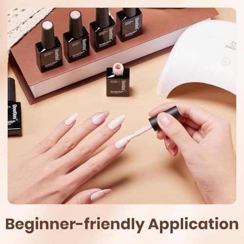 beetles Nude Gel Polish Set - Skin Tones Collection Nude Brown Neutral Polish 6 Colors Gel, Polka Dot Nails Design Soak off Uv Led Lamp Needed Manicure Diy Home