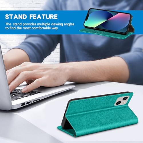 Image of ZZXX for iPhone 13 Mini Wallet Case Strong Magnetic 5.4 inch,Lake Blue
