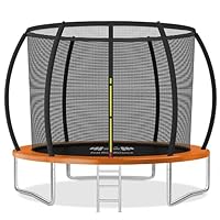 FK Sports Outdoor Trampoline 6FT/8FT/10FT/12FT Rebounder Trampolines for Toddlers, Kids & Adults with Safety Enclosure Net, Anti-tear, UV-Proof Pad, Exercise & Fitness (10ft Trampoline With Ladder)