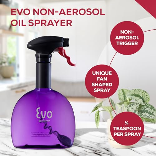 Image of Evo Original Oil Sprayer, Non-Aerosol for Olive Oil, Cooking Oils, and Vinegars, Purple, 24-Ounce Capacity