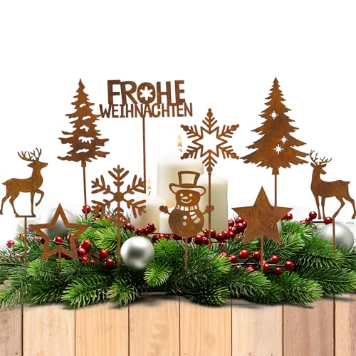BOFUNX 10PCS Weihnachten Roststecker Rost Gartenstecker Weihnachtsdeko...
