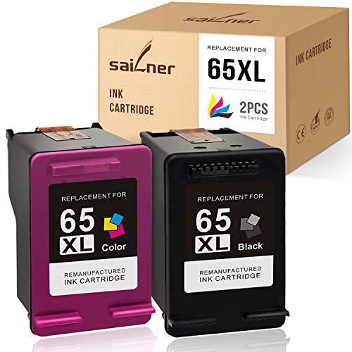 SAILNER Remanufactured Ink Cartridge Replacement for HP 65XL 65 XL use with Envy 5055 5052 5012 DeskJet 3755 2622 3752 2655 2600 2652 2636 2642 3720 3722 (1 Black, 1 Tri-Color, 2 Pack)