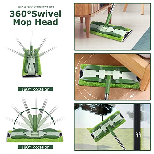 Masthome Wischmopp Bodenwischer mit Teleskopstiel und 4 Doppelseitig Wischpads.Mit Einer Stiellänge...